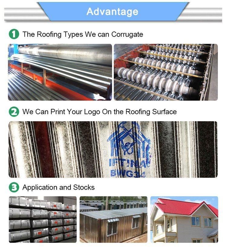 Steel Material Dx51d, Dx52D, Dx53D Zinc Coated Corrugated Galvanized Steel Roofing Sheet