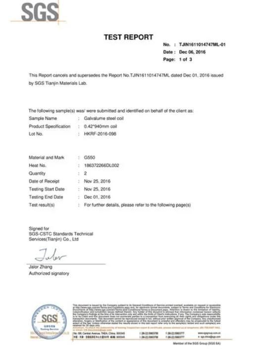 Zn-Al-Mg Zinc Aluminum Magnesium Coated Steel Sheet
