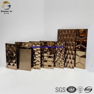 Ef331 Original Factory Elevator Pandels SUS304 PVD Price Ti-Gold Mirror Embossing Stainless Steel Decorative Sheets