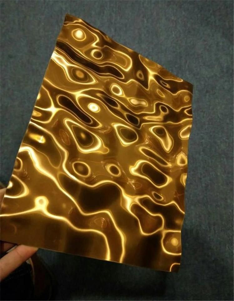 High Quality Water Ripple Stainless Steel Sheet with Golden Hammered Finish
