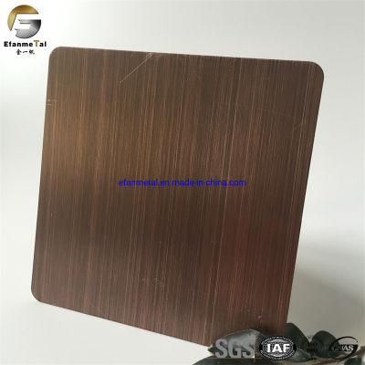 Ef113 Original Factory Free Sample Hotel Decoration 4*8 304 Bronze Brushed Matt Stainless Steel Sheets