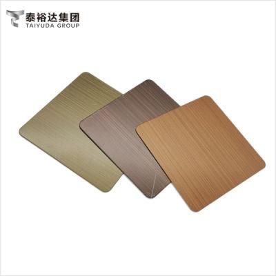 Wholesale Price Antique Brass Ti Color Coating Satin Finished 1219X3048mm Austenitic Stainless Steel Plate