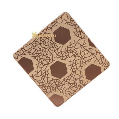 1219X2438mm 0.55mm PVD Rose Golden Etching Pattern Design Wall Decoration Plate 201 Stainless Steel Plate