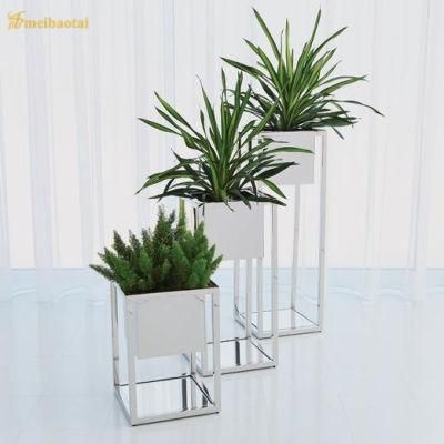 Modern Style Outdoor Indoor Ss Metal Flower Pot Silver Golden Stainless Steel Planter