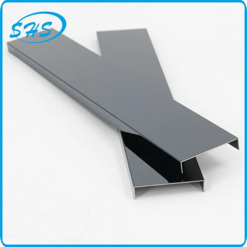 Stainless Steel U-Shape Profile Ti-Black 800 G Mirror Finish as Glass Fittings for Glass Holding and Constructing