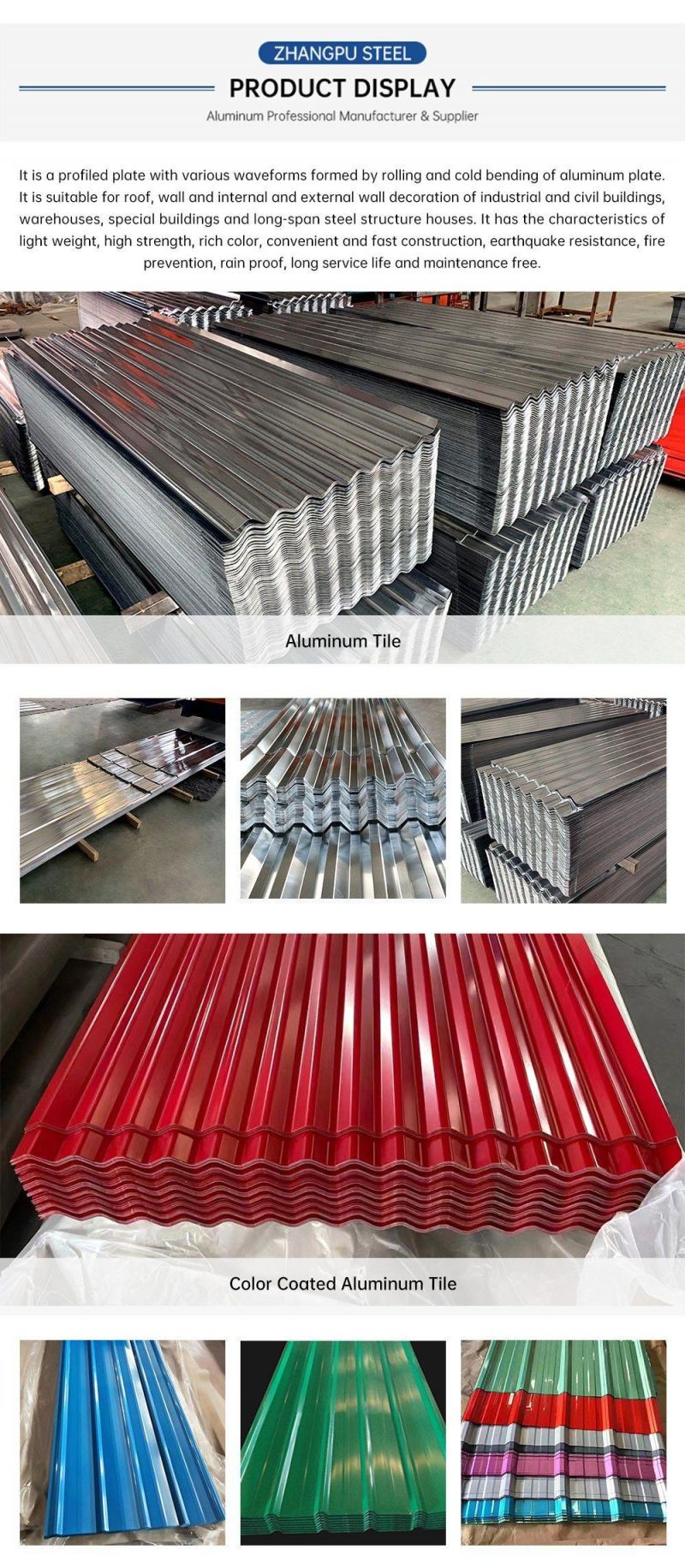 Building Roof Aluminum Tile Alloy Profile 1050 3004 5252