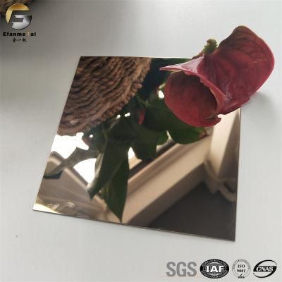 Ef036 Original Factory Sample Free 304 0.7mm 1220*3050 Rose Gold Mirror Stainless Steel Sheets for Wall Clading Panels