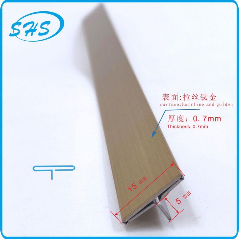 Stainless Steel T-Shape Trims as Accessories for Tile Corners and Wall Corners