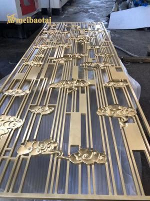 3D Decorative Partition 304 Stainless Steel Partition Customerized Pattern Luxurious Gold Room Divider