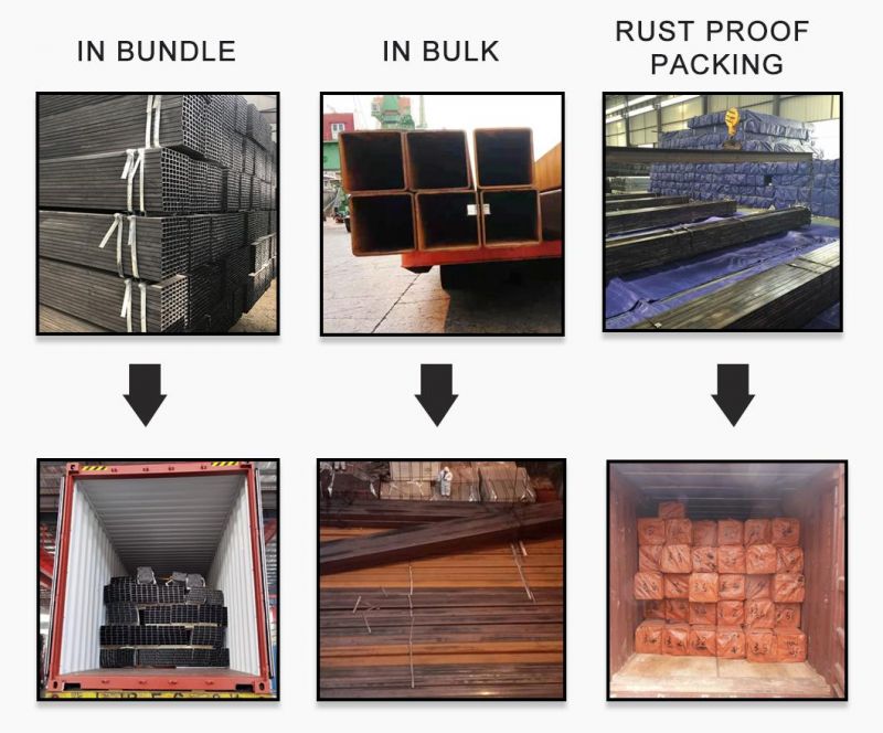 Carbon Steel Pipe Rhs Hollow Section Metal Square Ms Mild Steel Tube/ Black Welded Carbon Square Steel Pipes