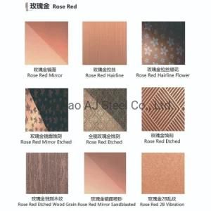 304 Golden Mirror Finish Rose Red Hairline Flour Color Coated Stainless Steel Sheet