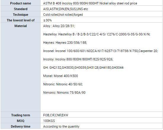 ASTM AISI Nitronic 50 Xm-19 Alloy Steel Round Bar