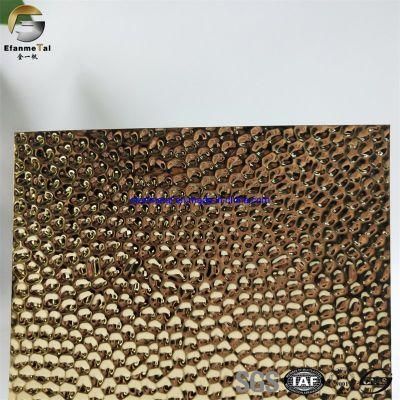 Ef275 Original Factory Hotel Ceiling Panels 0.8mm 201 Gold Mirror Honeycomb 3D Embossing Stainless Steel Sheets