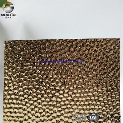 Ef275 Original Factory Hotel Ceiling Panels 0.8mm 201 Gold Mirror Honeycomb 3D Embossing Stainless Steel Sheets