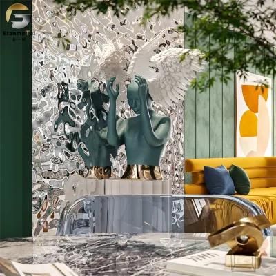 Ef200 Original Factory Decoration Ceiling Suspending System Silver Mirror Embossed Water Ripple Stainless Steel Sheets