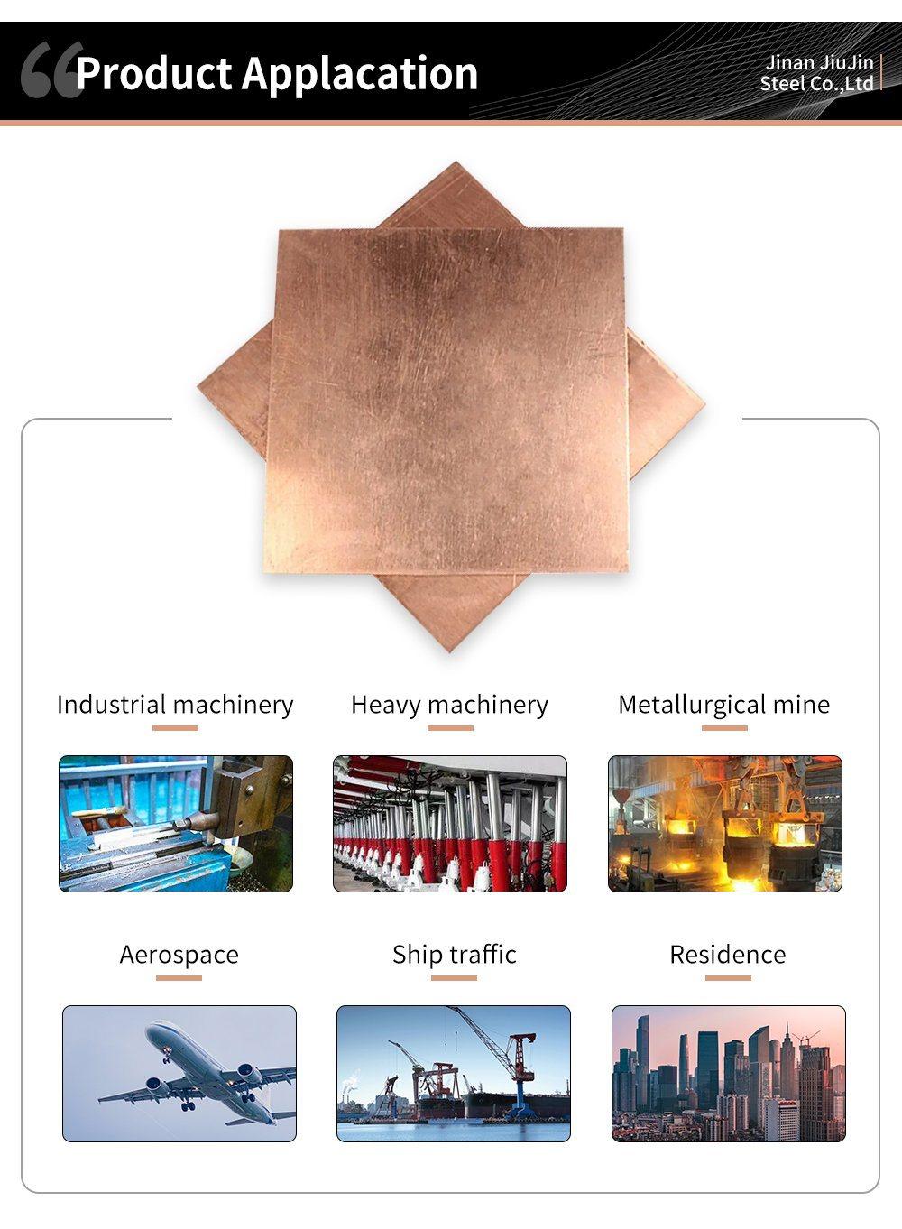 0.5mm 0.8mm 1mm 3mm 4mm ASTM T2 H65 H62 C1100 C1220 C2400 C2600 C2600 C3712 Good Quality Low Price Popular Product Red Pure Copper Sheet or Brass Copper Plate