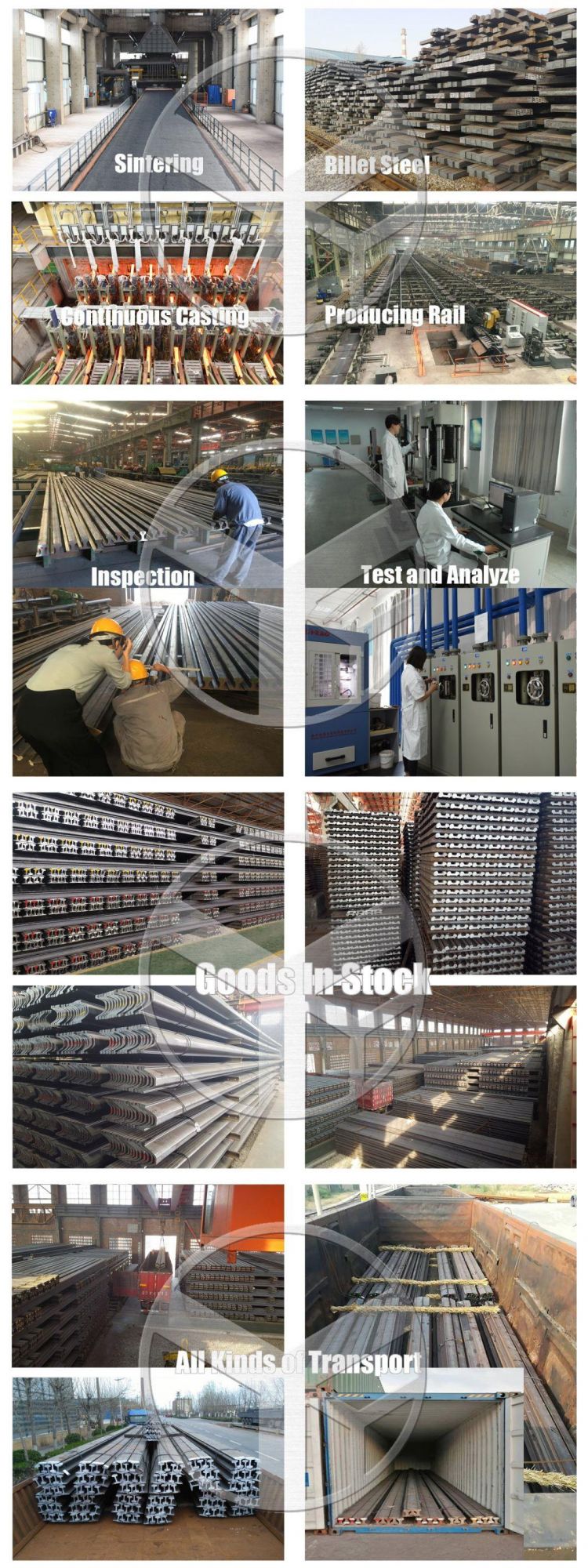 GB Standard 50mn/U71mn 12.5m Length 38kg/M 43kg/M 50kg/M P38 P43 P50 Heavy Steel Rail Manufacturer