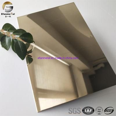 Ef043 Original Factory Hotel Inner Decoration Wall Clading Panels 0.7mm Champagne Gold Mirror Stainless Steel Sheets