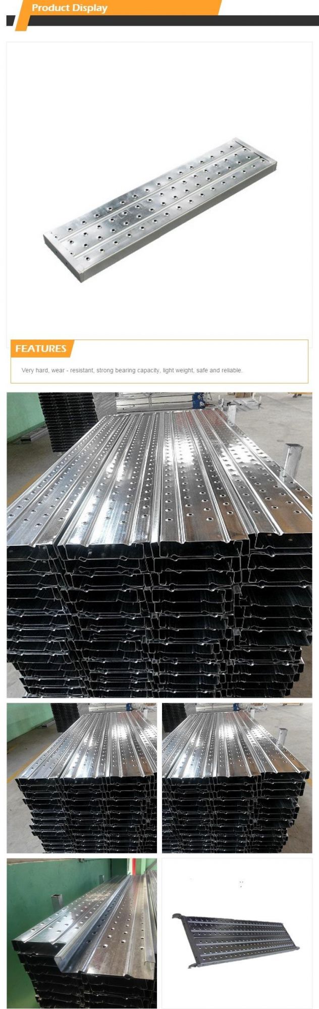 Pre Galvanized Metal Q235 Scaffold Steel Plank /Platform /Walk Board for Construction