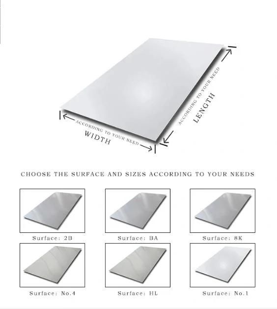 Cold Rolled 201 304 430 Grade 2b Ba Hl 8K Finished Stainless Steel Sheet in Steel Sheet & Plate