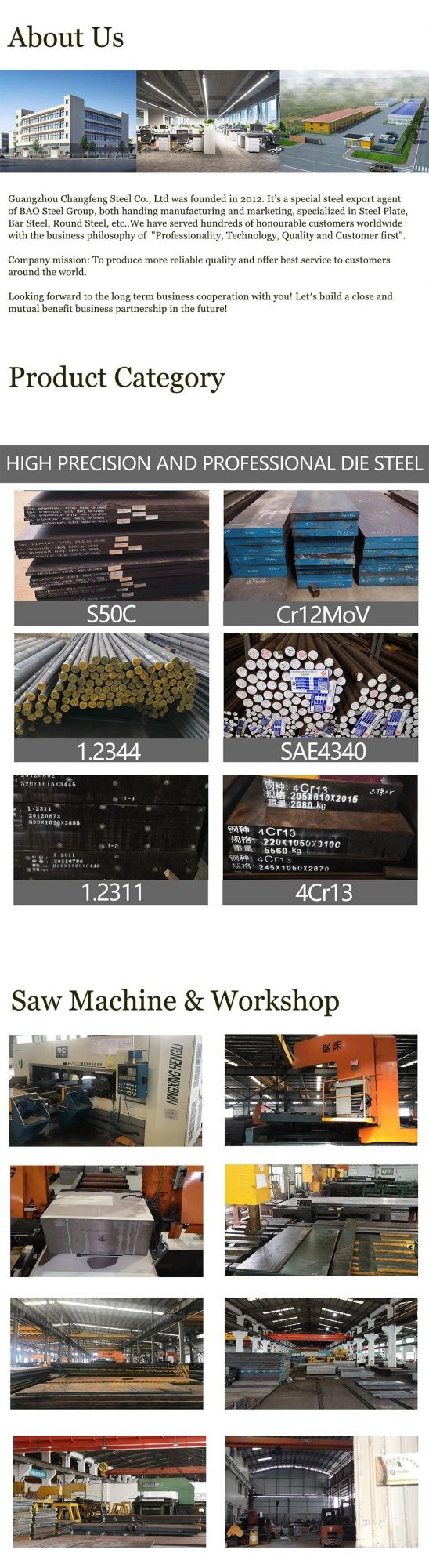 1.2344 H13 Hot Rolled Alloy Steel Round Bar & Plate