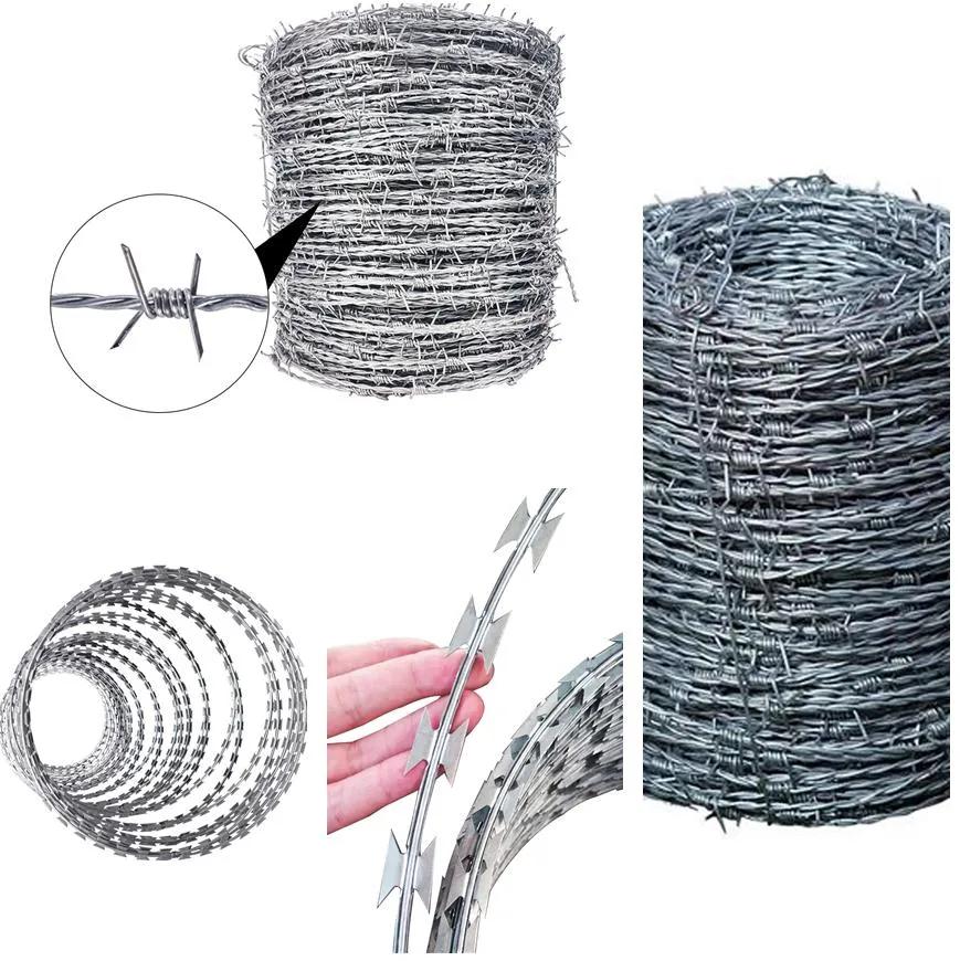 Shandong Factory 50kg Cheap Galvanized Razor Barbed Wire Price Per Roll Weight Per Meter