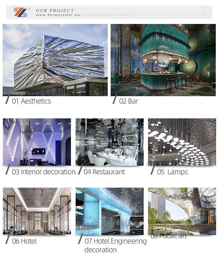 304 316 Water Wave Stamped Stainless Steel Sheet for Hotel/Restaurant/Shopping Mall